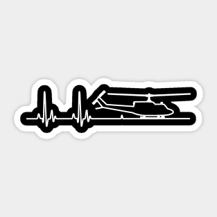 White UH-1 Huey Helicopter Heartbeat Pulse Sticker